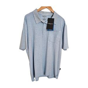 Kenneth Cole Men Polo Shirt Light Blue Size 1X Short Sleeves One Pocket Cotton